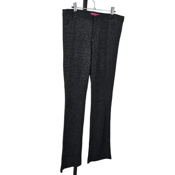 Alice + Olivia Women's Metallic Shimmer Wool Wide Leg Pants Size 8 Black Silver - Picture 9 of 9